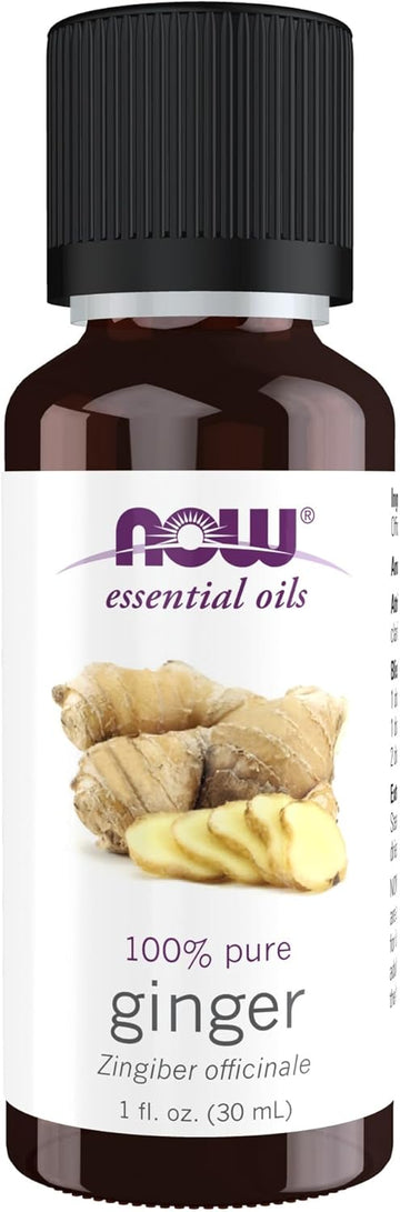 Now Essential Oils, Ginger Oil, Spicy Aromatherapy Scent, Steam Distilled, 100% Pure, Vegan, Child Resistant Cap, 1-Ounce