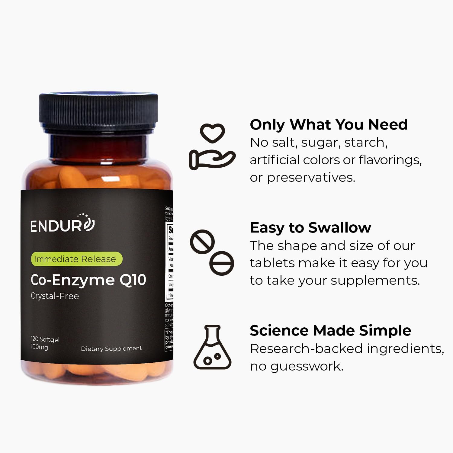 Endurance Products Co-Enzyme Q10 Crystal-Free (120 Softgels) : Health & Household