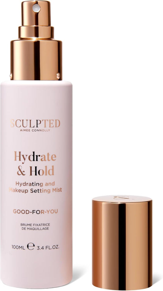 Hydrate & Hold Makeup Setting Spray Mist From Sculpted By Aimee - Long-Lasting Fixing Spray, Hyaluronic Acid, Cruelty-Free, Travel-Friendly Hydrating Mist With Lemon Scented Extract, 100Ml