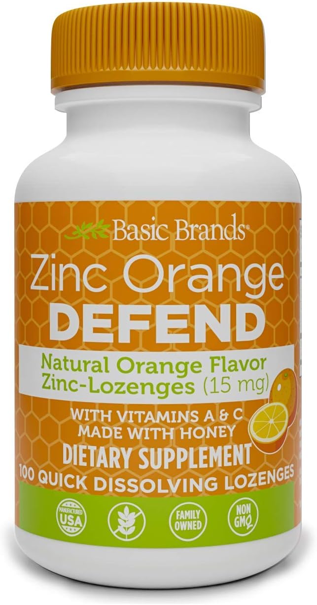 Basic Brands Zinc Lozenges – Orange Flavor, 100 Count