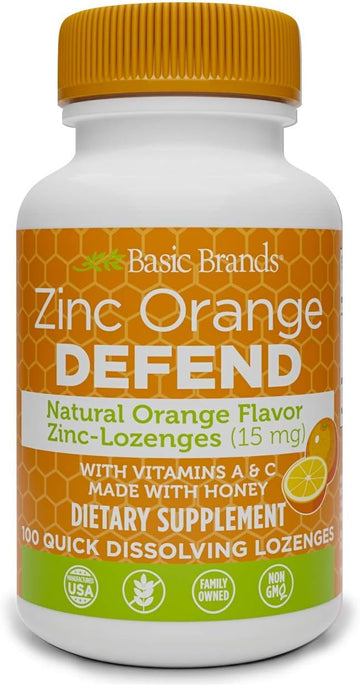 Basic Brands Zinc Lozenges, 100 Count, Orange