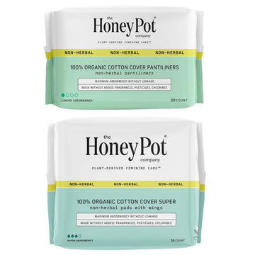 The Honey Pot Company - Non-Herbal Super Pads & Everyday Liners Bundle - Sanitary Pads For Women - Organic Cotton Cover & Ultra-Absorbant Pulp Core - Feminine Care - Fsa & Hsa Eligible