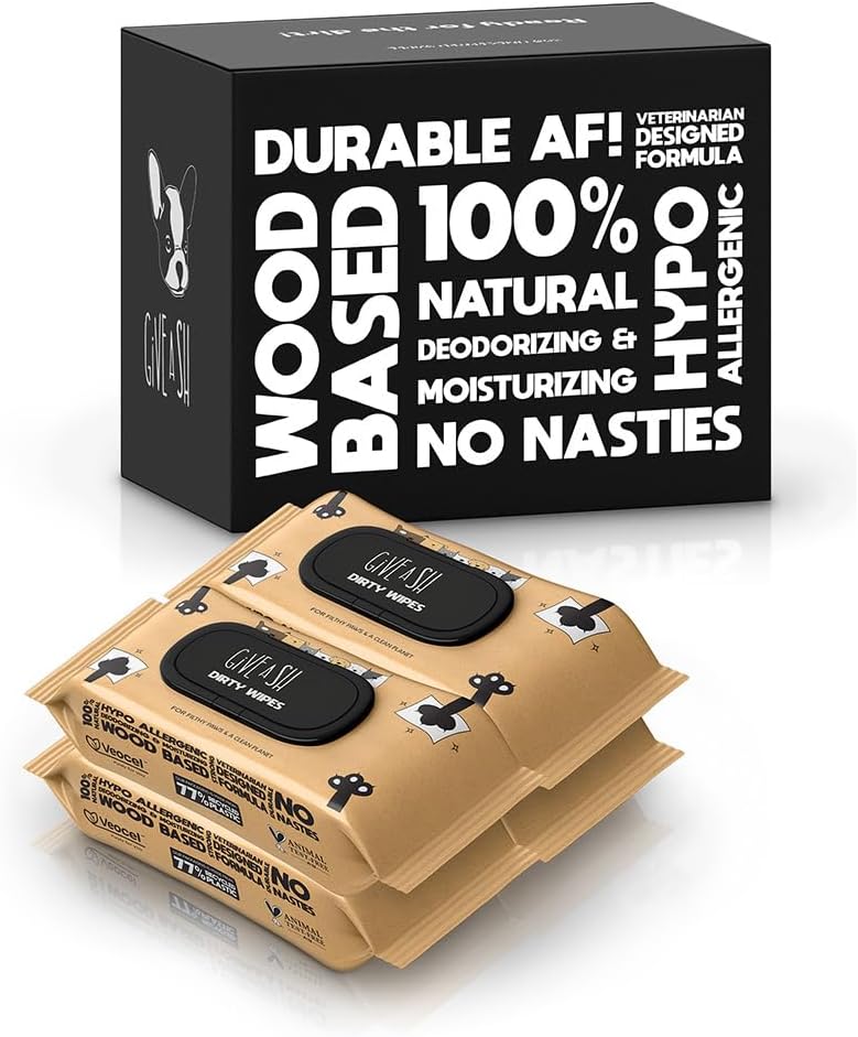 G.A.S Plant-Based Full Body Pet Wipes For Dogs & Cats - Vet-Designed & Hypoallergenic - Cleaning & Deodorizing - Wood-Based & Earth-Friendly - Pack Of 400