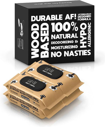 G.A.S Plant-Based Full Body Pet Wipes For Dogs & Cats - Vet-Designed & Hypoallergenic - Cleaning & Deodorizing - Wood-Based & Earth-Friendly - Pack Of 400