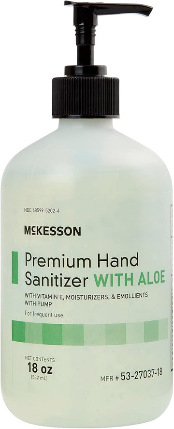 Mckesson Gel Hand Sanitizer With Aloe, Cleanse And Moisturize Hands - Spring Water Scent, 18 Oz Pump Bottle, 1 Count, 12 Packs, 12 Total