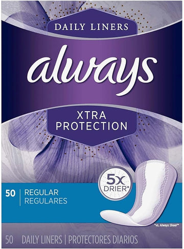 Always Xtra Protection Regular Daily Liners, 50 Count (Pack of 3)