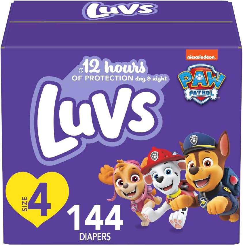 Luvs Diapers - Size 4, 144 Count, Paw Patrol Disposable Baby Diapers