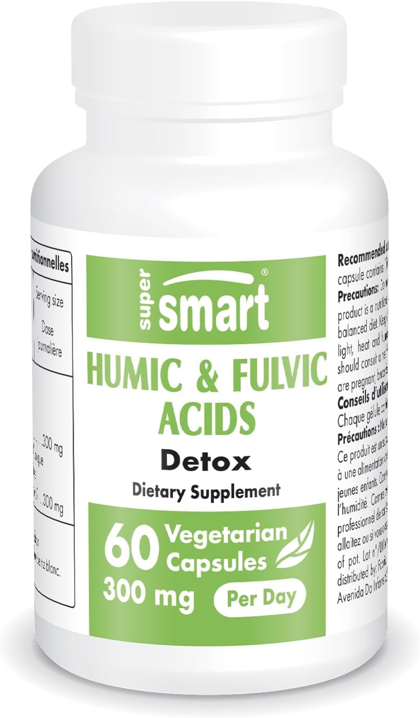 Supersmart - Humic And Fulvic Acid Supplement 300Mg Per Day (Patented & High Strength) - Fulvic Humic Mineral Blend | Non-Gmo & Gluten Free - 60 Vegetarian Capsules