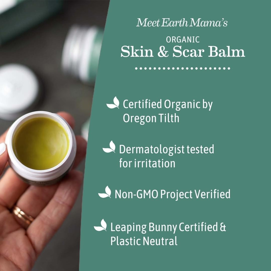 Earth Mama Organic Skin & Scar Balm |C-Section Recovery Skin Care, Pregnancy Stretch Mark Scar Cream with Organic Jojoba Oil, Tamanu Oil & Gotu Kola : Health & Household