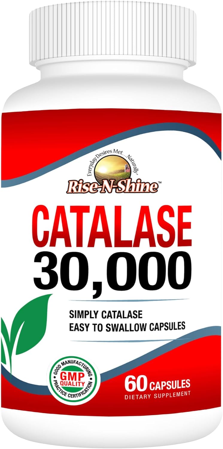 Rise-N-Shine Catalase Supplement 30,000 - Powerful Antioxidant Enzyme for Hair Health - Hair Supplements for Strong Hair - 60 Capsules (30-Day Supply)