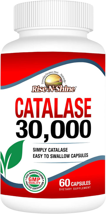 Rise-N-Shine Catalase Supplement 30,000 - Powerful Antioxidant Enzyme for Hair Health - Hair Supplements for Strong Hair - 60 Capsules (30-Day Supply)