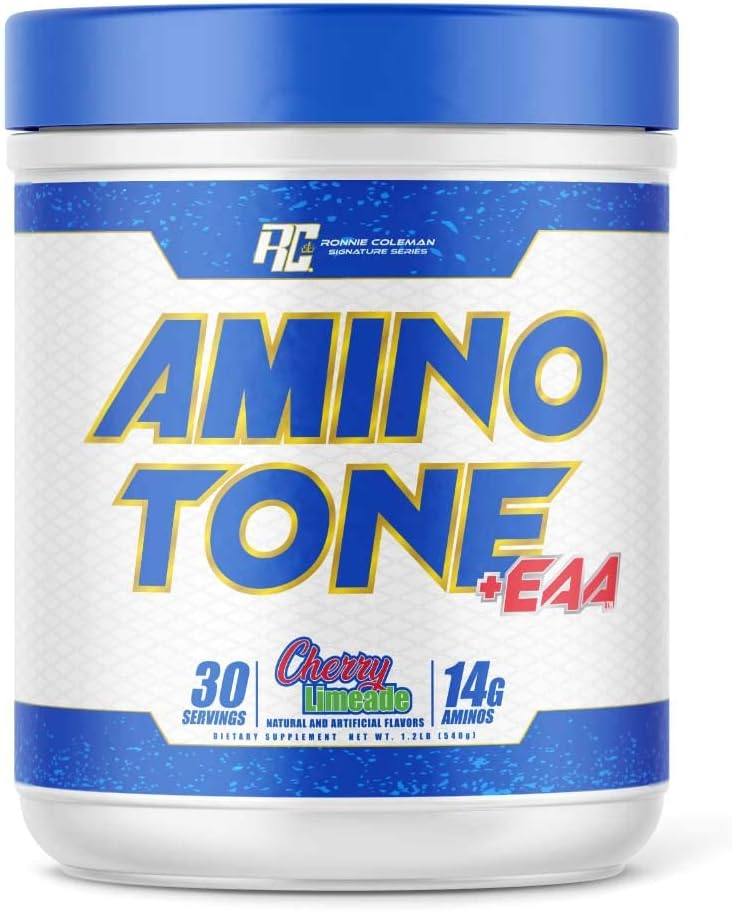 Ronnie Coleman Signature Series Amino-Tone Eaas Amino Acids Powder With Bcaas, Hydration Essential Amino Acids Post Workout Muscle Recovery, Cherry Limeade, 30 Servings