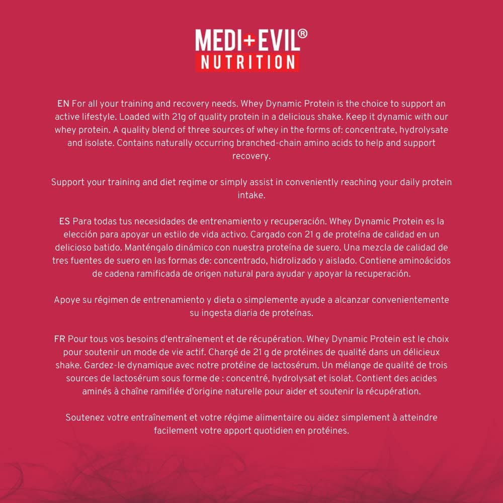 Medi-Evil Nutrition Whey Dynamic Protein, Raspberry Cream Flavour, 2kg Whey Protein Powder for Muscle Building, Vegetarian | 66 Servings : Amazon.co.uk: Health & Personal Care