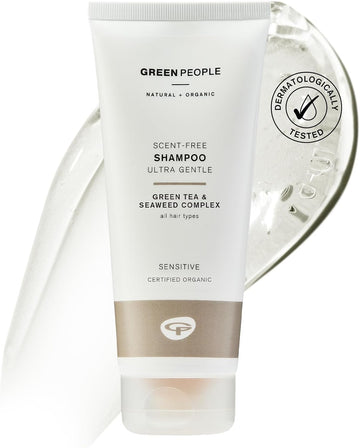 Green People Fragrance Free Shampoo - For Sensitive Scalps, Hypoallergenic - Green Tea & Seaweed - Silicone Free, Organic, Vegan - 200Ml