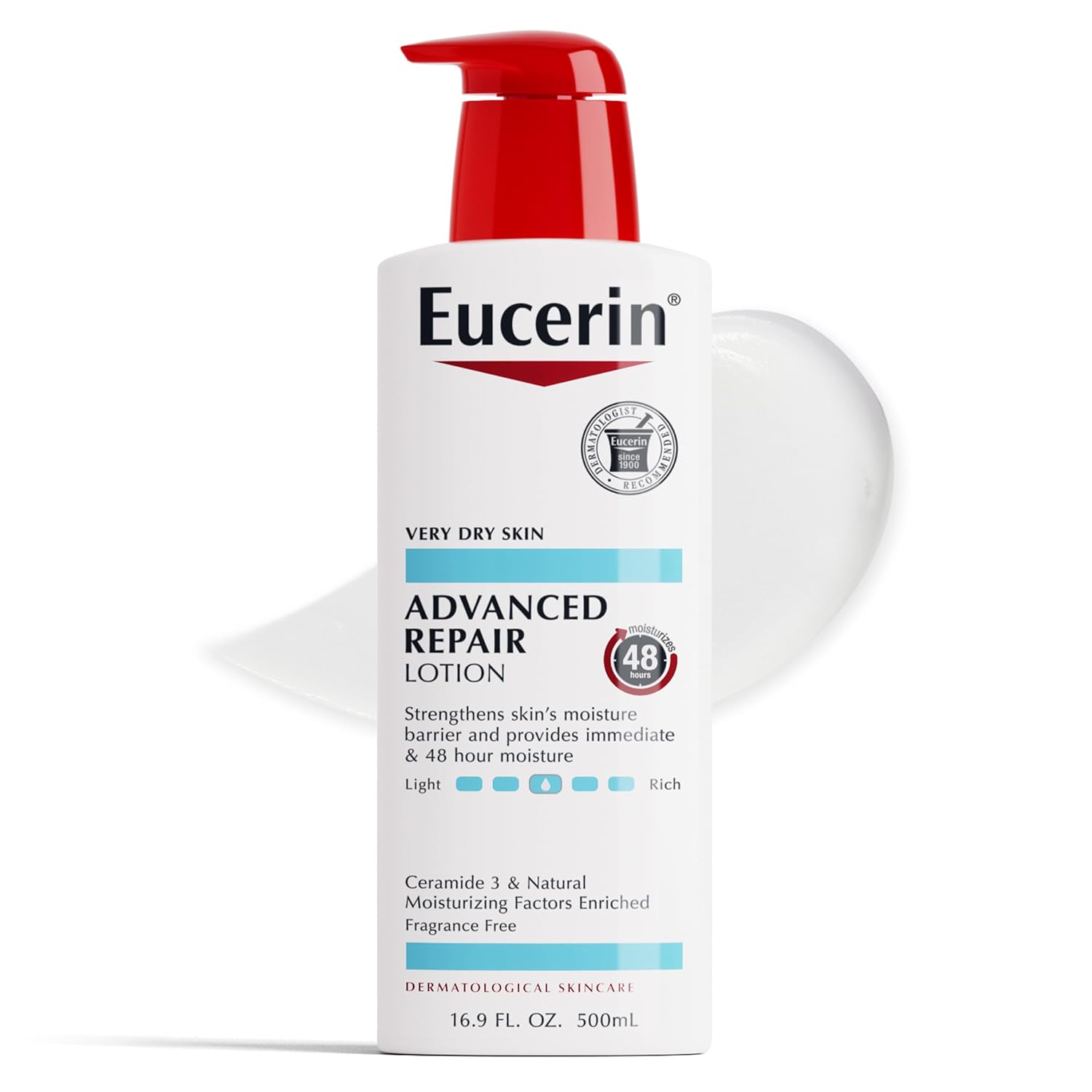 Eucerin Advanced Repair Body Lotion For Very Dry Skin, Unscented Lotion Formulated With Ceramides, 16.9 Fl Oz Bottle