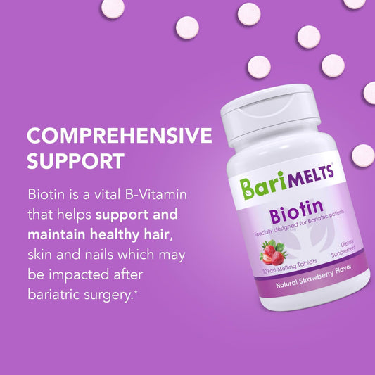 BariMelts Biotin 5000 mcg - 3 Month Supply (90 Fast-Dissolving Tablets) - Post-Op Bariatric Vitamins