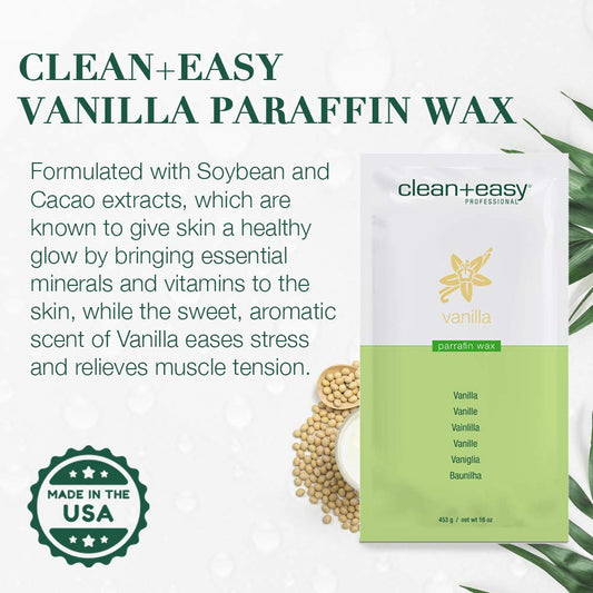 Clean + Easy Vanilla Paraffin Wax – Hydrating Paraffin Wax Refill For Hand & Feet Spa Treatment, 16 Oz