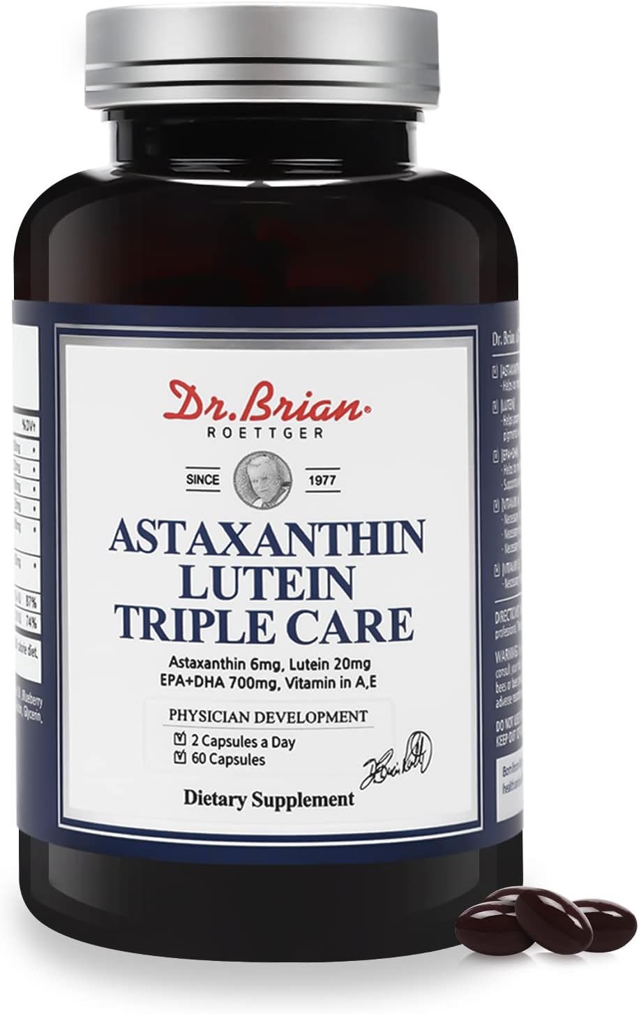 Dr. Brian Lutein And Zeaxanthin Supplements, Eye Vitamins Macular Degeneration Supplements Non-Gmo, Gluten Free For Dry Eyes Vision Health, 60 Capsules