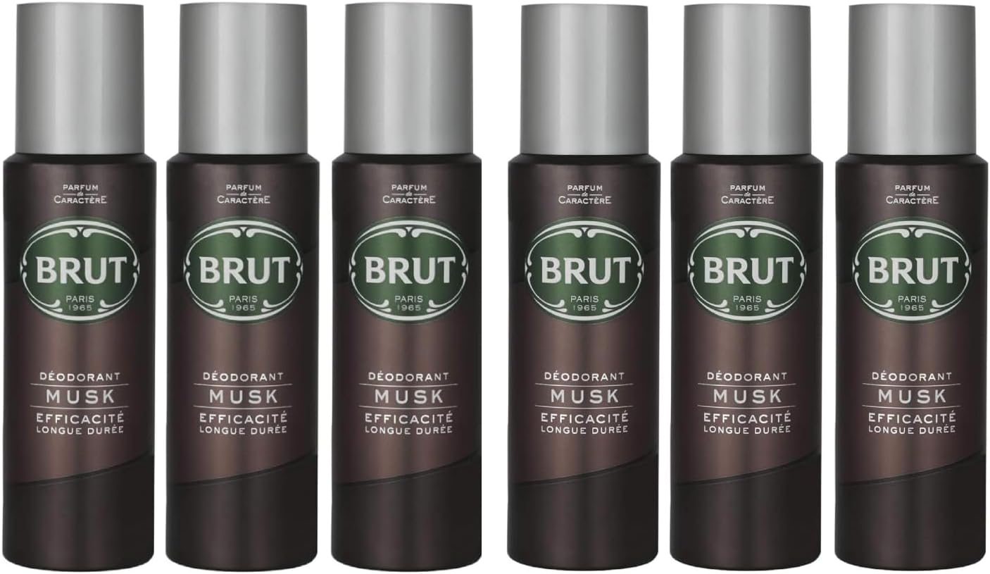 Brut Deodorant Body Spray Musk Long Duree 200Ml Six Pack By Brut