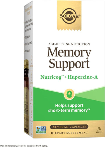 Solgar Memory Support Age-Defying Nutrition—Support Brain Health With Clinically Studied Nutricog™, Huperzine-A And 100% Daily Value Of Vitamin D, Once Daily, Vegan, Dairy & Gluten Free, 30 Servings