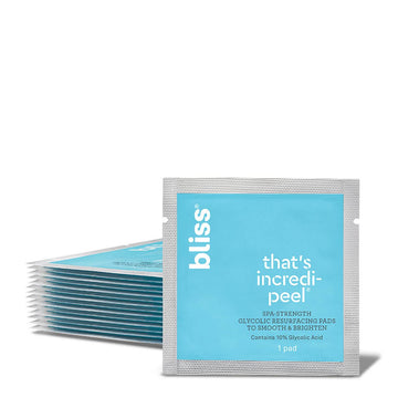 Bliss That'S Incredi-Peel Glycolic Resurfacing Facial Pads - 15 Ct - Single-Step Pads For Exfoliating And Brightening - Targets Fine Lines And Discoloration - Travel-Friendly - Vegan & Cruelty-Free