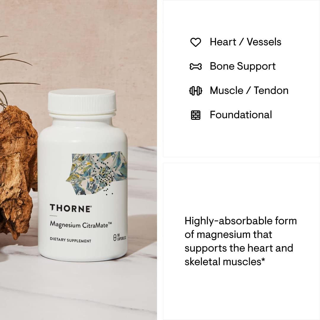 Thorne Magnesium Citramate & Creatine Performance Combo - Essential Support For Energy, Muscles, And Cognitive Function - 90 Servings