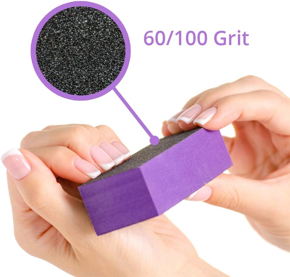 Karlash 10 Pcs Purple Black Nail Buffer Sanding Block Polisher Buffing File Nail Art Manicure Pedicure File 60/100 (Purple) : Beauty & Personal Care