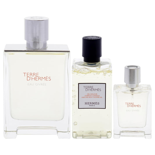 Terre Dhermes Eau Givree By Hermes For Men - 3 Pc Gift Set 3.3Oz Edp Spray, 0.41Oz Edp Spray, 2.7Oz Shower Gel