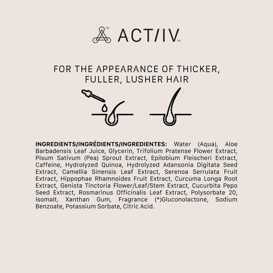 Actiiv Thickening Hair Serum - Water Based | Supports The Appearance Of Thicker, Fuller-Looking Hair, Lightweight Water-Based Formula, Non-Greasy, All Hair Types, 1.8 Oz