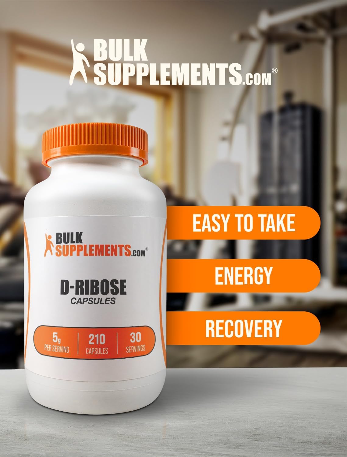 BulkSupplements.com D-Ribose Capsules - Ribose Supplement, D-Ribose 5000mg, for Energy Support - Unflavored & Gluten Free, 7 Capsules per Serving, 210 Capsules (Pack of 1) : Health & Household