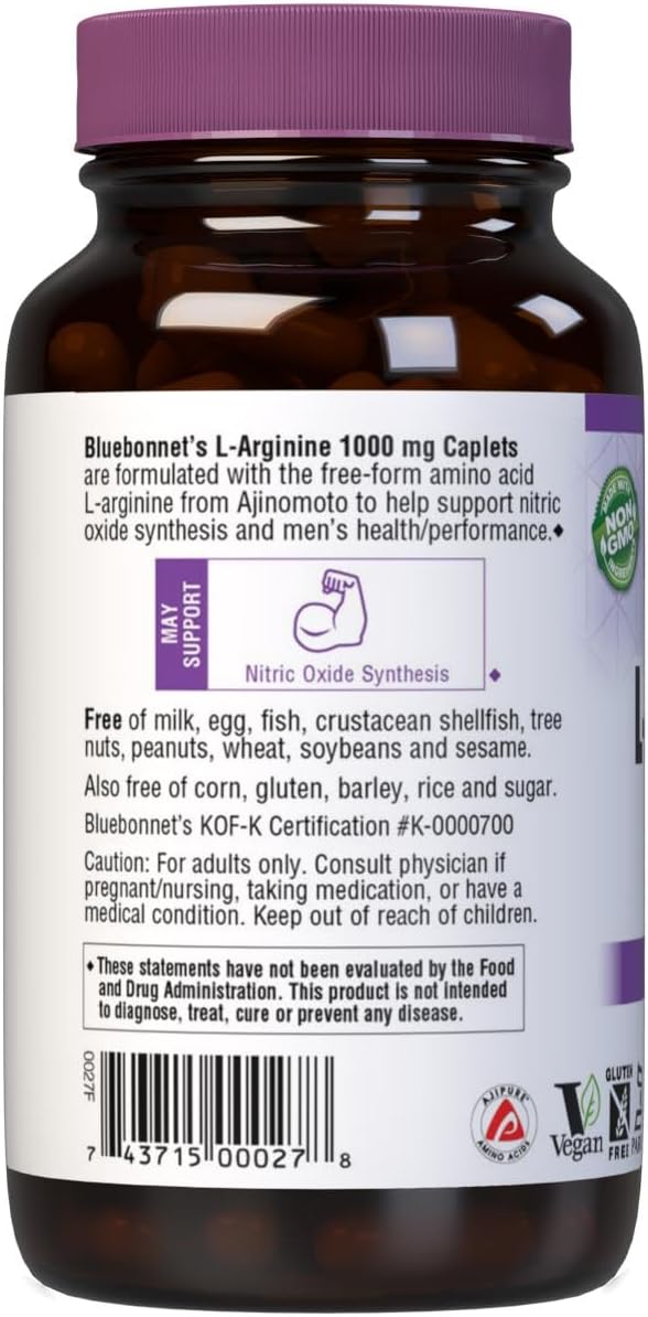 Bluebonnet Larginine 1000 Mg Vitamin Capsules, 100 Count