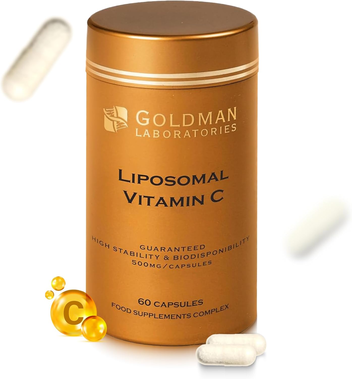 Liposomal Vitamin C Capsules - High Strength Vitamin C Supplements Encapsulated For Maximum Bioavailability | Immune System Vitamins | Liposomal Vit C | 60 Vegetarian Capsules | Goldman Laboratories