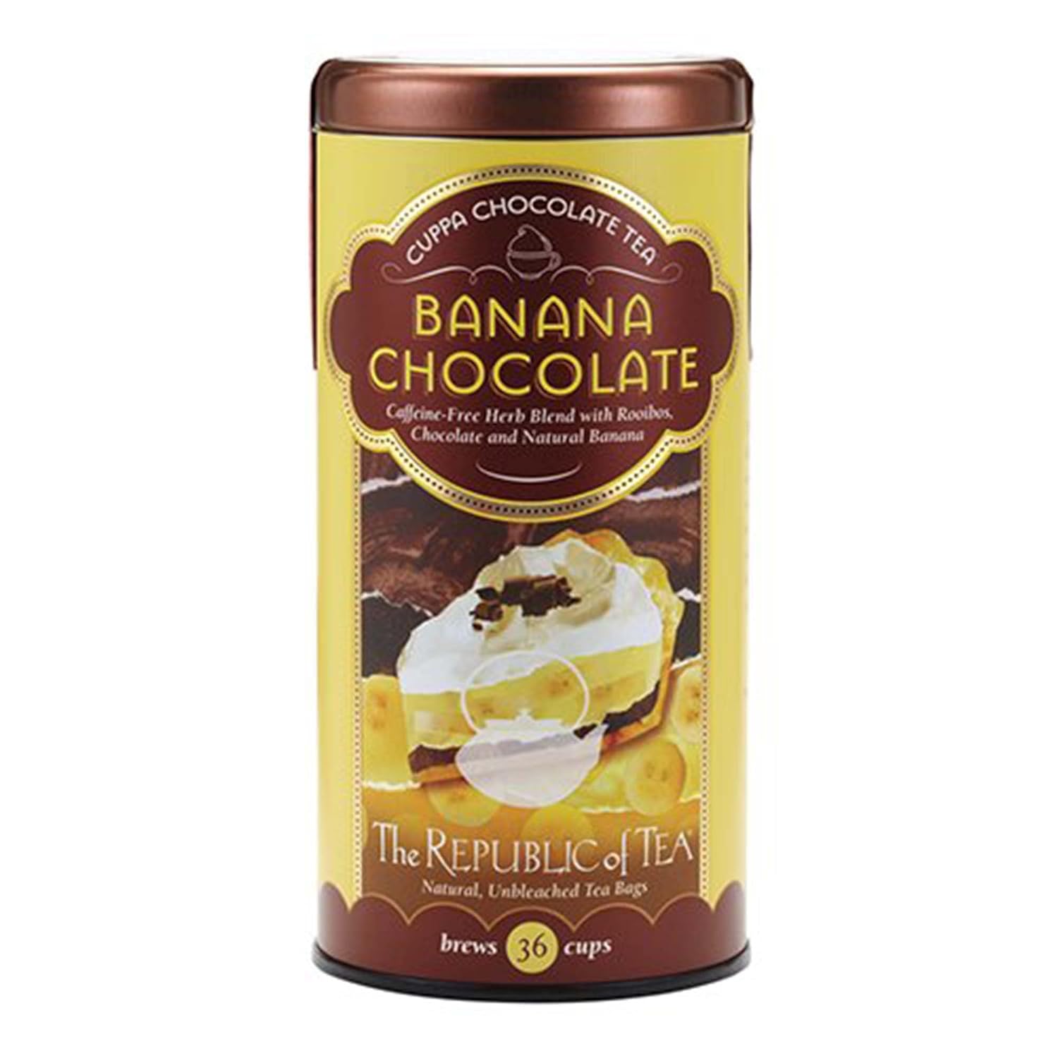 The Republic Of Tea Banana Cuppa Chocolate Tea Bags, 36 Tea Bag Tin