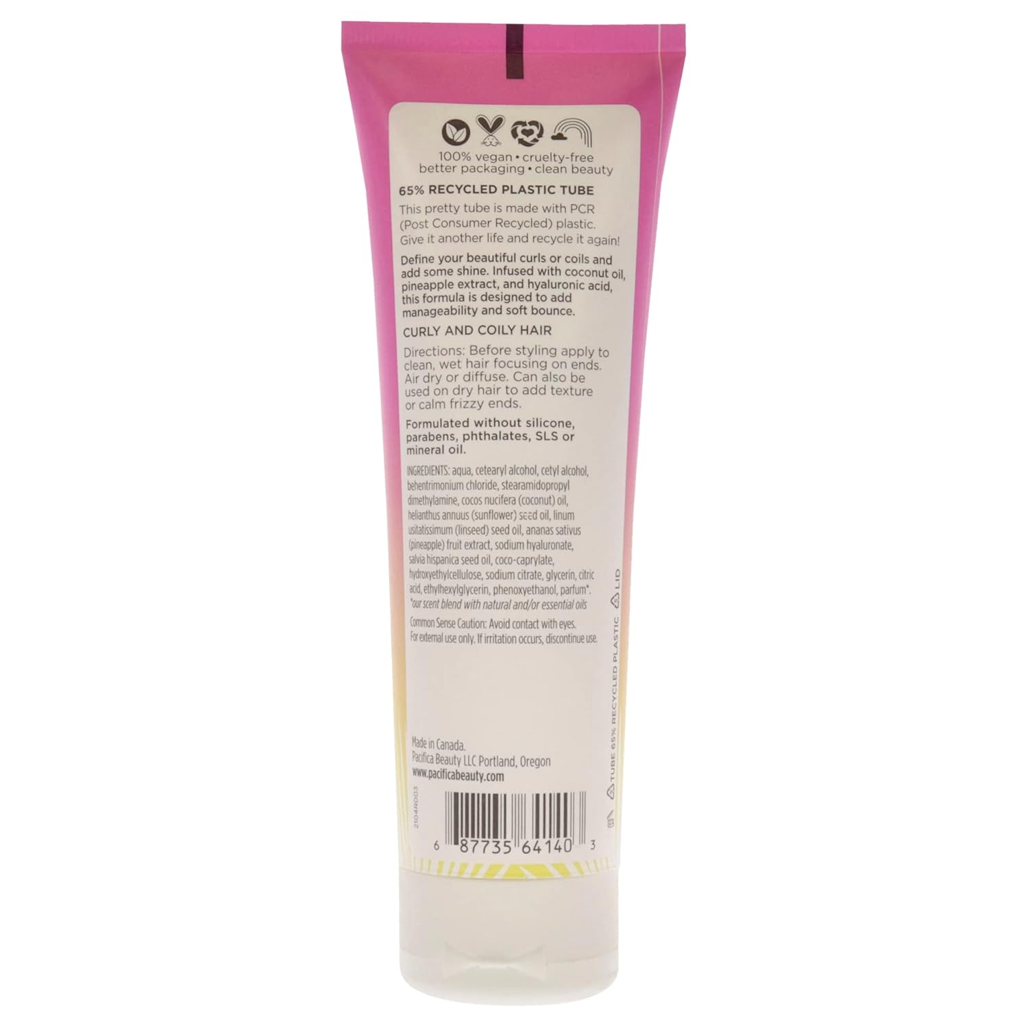 Pacifica Beauty Pineapple Swirl Curl Defining Cream, 100% Vegan & Cruelty Free, 4 Fl Oz : Beauty & Personal Care