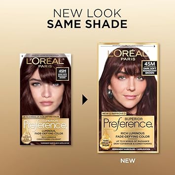 L'Oreal Paris Superior Preference Fade-Defying + Shine Permanent Hair Color, 4Sm Dark Soft Mahogany Brown, Pack Of 1, Hair Dye