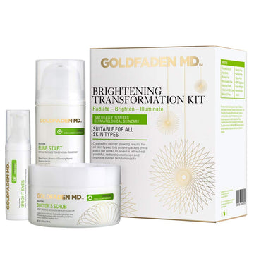 Goldfaden Md Brightening Transformation Kit | Advanced Skin Care Regime For Face | Includes Doctors Scrub Microdermabrasion Exfoliator, Pure Start Cleanser & Bright Eyes Eye Cream | 3 Pc Set
