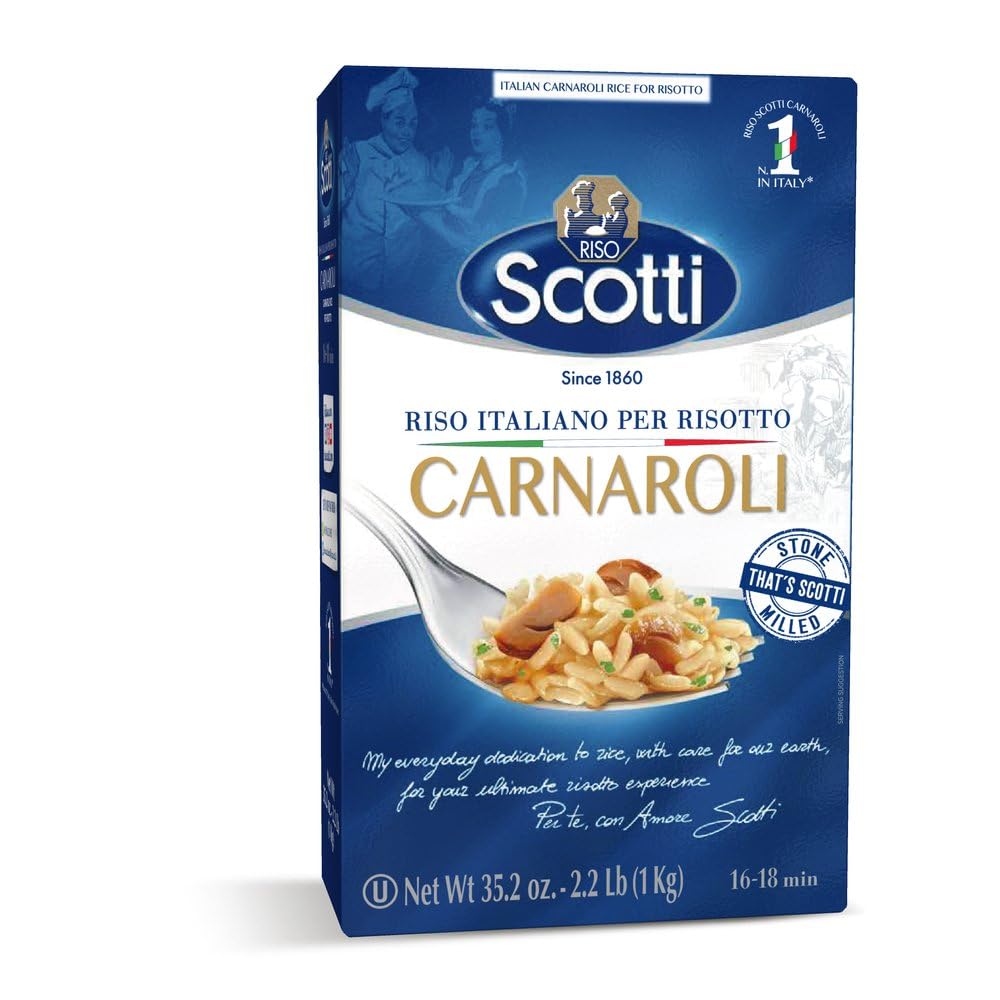 Riso Scotti, Carnaroli Risotto Rice, 2.2 lbs (1 kg), product of Italy, chef selected, gluten free, non-gmo, vacuumed packed