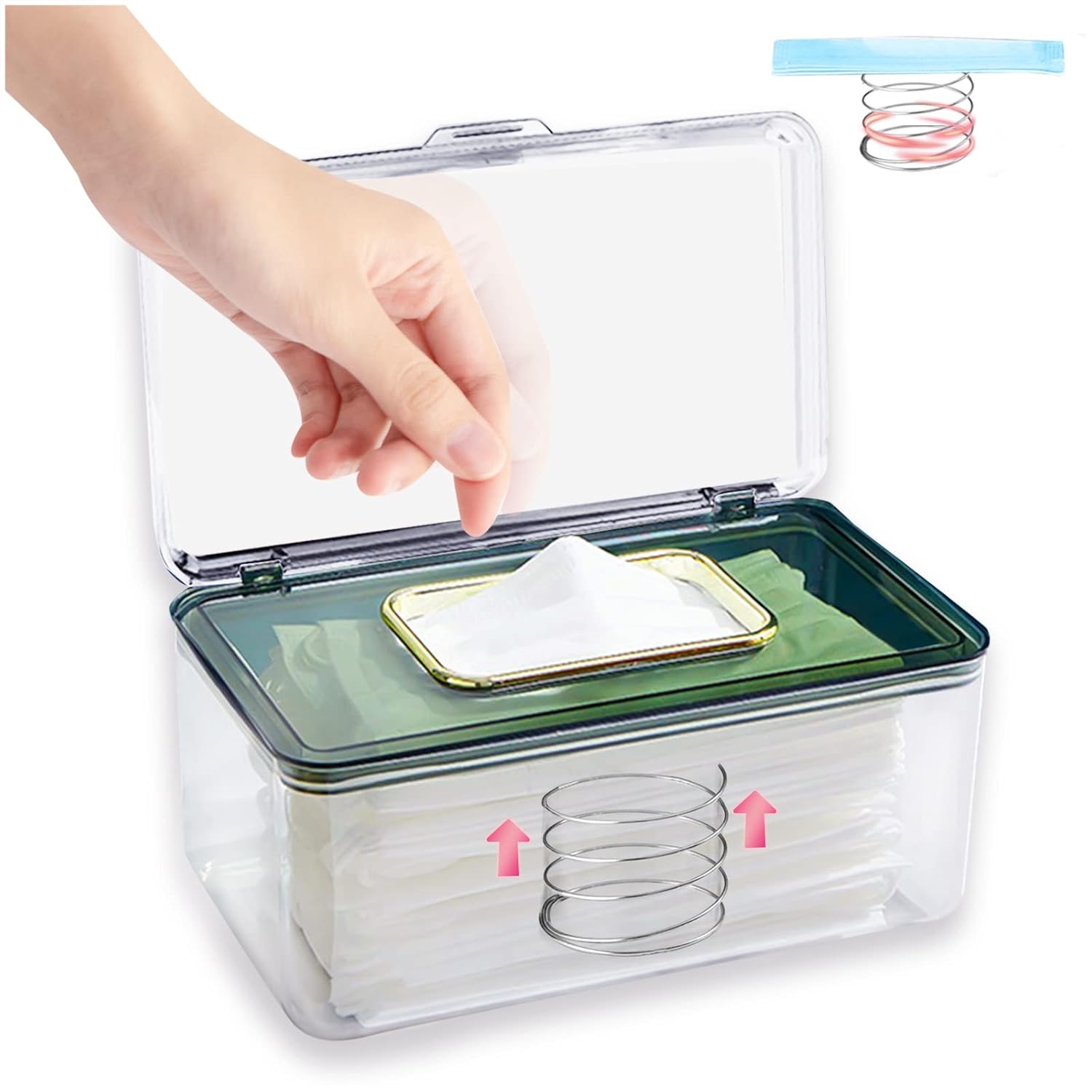 Kalevel Portable Baby Wipe Dispenser Refillable Baby Wipes Case Holder Large Capacity Baby Essential With Sealing Design Lid Blue