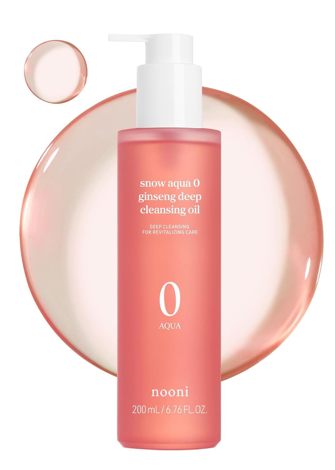 Nooni Korean Cleansing Oil - Snow Aqua 0 Ginseng Deep Cleansing Oil, 6.76 Fl.Oz (200 Ml) | Makeup Double Cleansing, Glass Skin, Eggie Skin, Helps Control Sebum, Revitalizing Care For Face