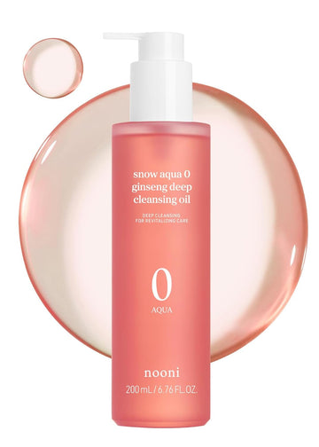 Nooni Korean Cleansing Oil - Snow Aqua 0 Ginseng Deep Cleansing Oil, 6.76 Fl.Oz (200 Ml) | Makeup Double Cleansing, Glass Skin, Eggie Skin, Helps Control Sebum, Revitalizing Care For Face