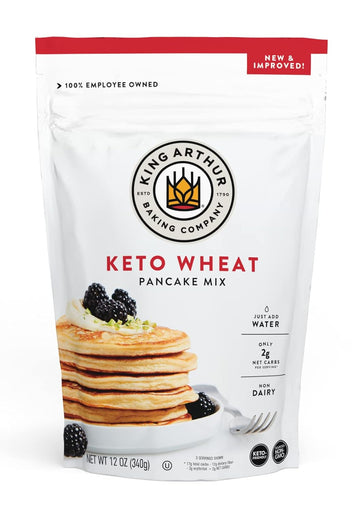 King Arthur Keto Wheat Pancake Mix: Low Carb, High Protein Breakfast Solution - Just Add Water For Fluffy Pancakes Or Waffles - Non-Gmo, Kosher Certified, 12 Oz Pouch