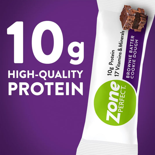 Zoneperfect Protein Bars, 17 Vitamins & Minerals, 10G Protein, Nutritious Snack Bar, Brownie Batter Cookie Dough, 20 Bars