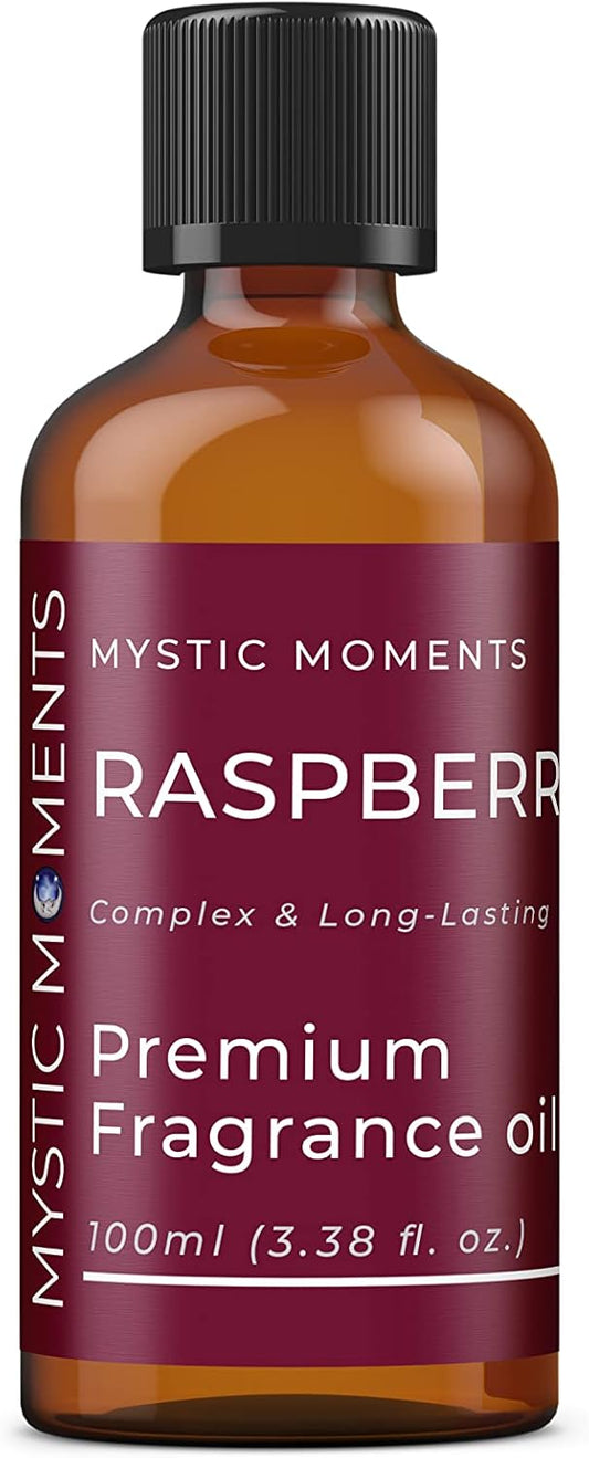 Mystic Moments | Raspberry Fragrance Oil - 100ml - Perfect for Soaps, Candles, Bath Bombs, Oil Burners, Diffusers and Skin & Hair Care Items