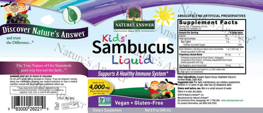 Natures Answer Sambucus Syrup Elderberry Kids Formula, 8  | Natural Immune Booster | Taste that Kids Love | u Season Support | Packed with Antioxidants