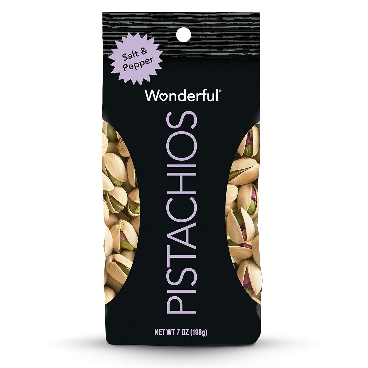 Wonderful Pistachios In Shell, Salt & Pepper Flavored Nuts, 7 Ounce Bag, Protein Snacks, Gluten Free, Healthy Snacks