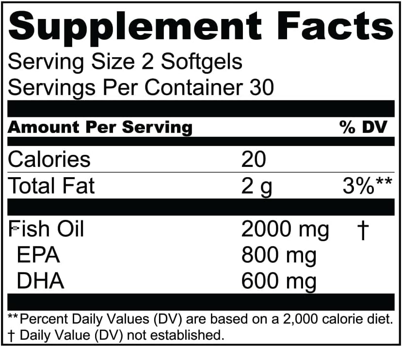 Essential Elements Omega-3 Fish Oil Supplement with EPA & DHA | Fatty Acids for Immune, Heart & Cognitive Support | 60 Softgels : Health & Household