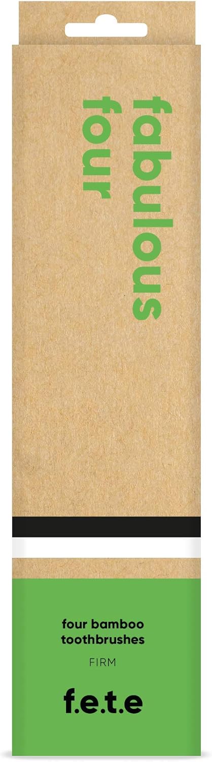 F.E.T.E | Fabulous Four Bamboo Toothbrush Multipack | Biodegradable Handle | Recyclable Firm Bristles | Sustainable | Vegan