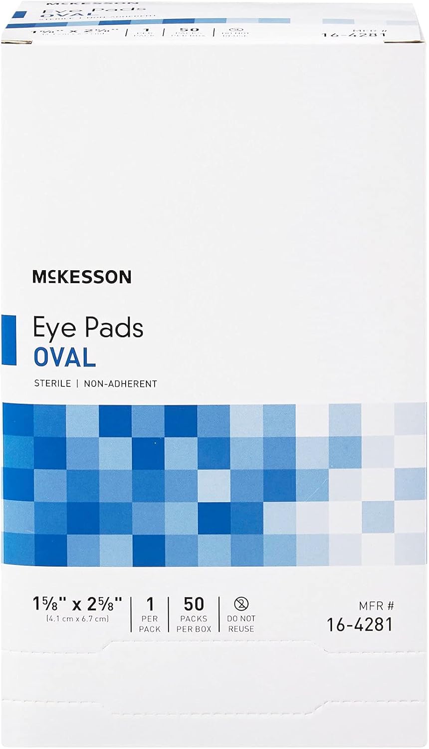 McKesson Eye Pads, Sterile, Oval, Non-Adherent, 1 5/8 in x 2 5/8 in, 50 Count, 12 Packs, 600 Total