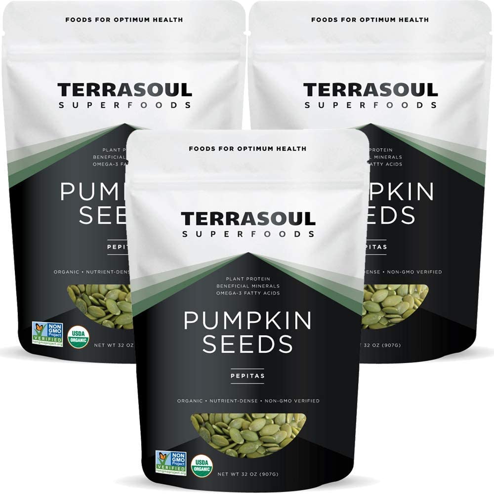 Terrasoul Superfoods Organic Pumpkin Seeds 6Lb Bundle (3-2Lb Resealable Packages)