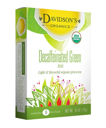 Davidson'S Organics, Decaffeinated Green Tea, 8-Count Tea Bags, Pack Of 12